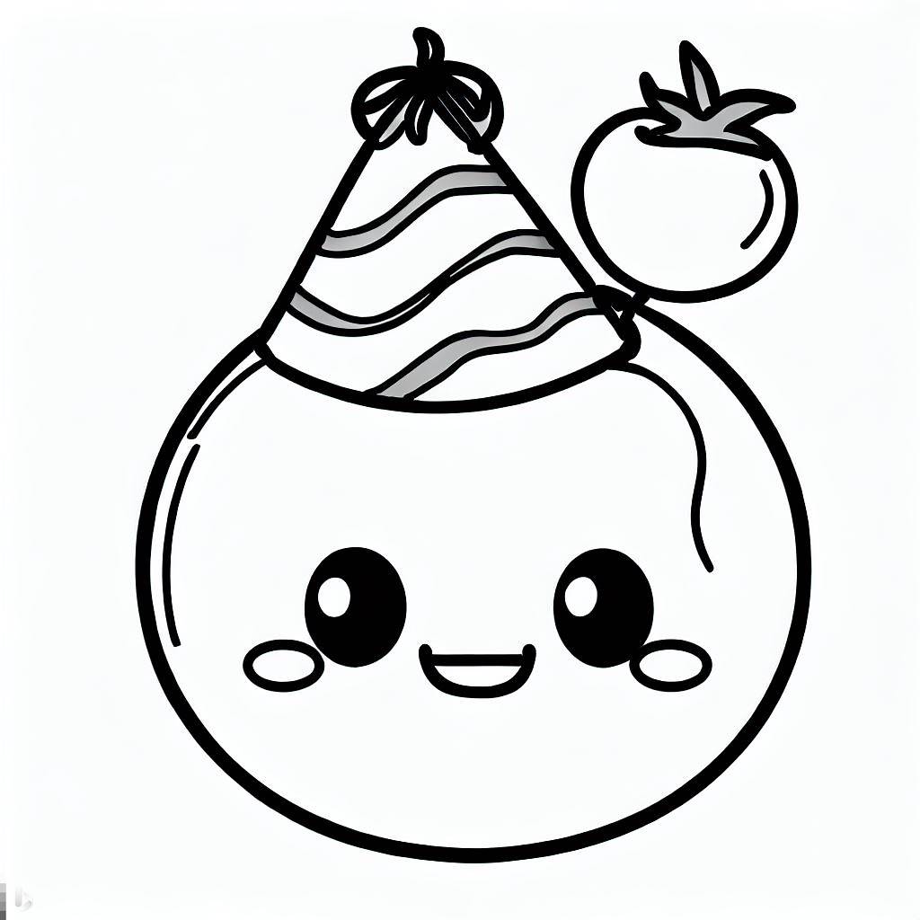 Tomate kawaii para colorear