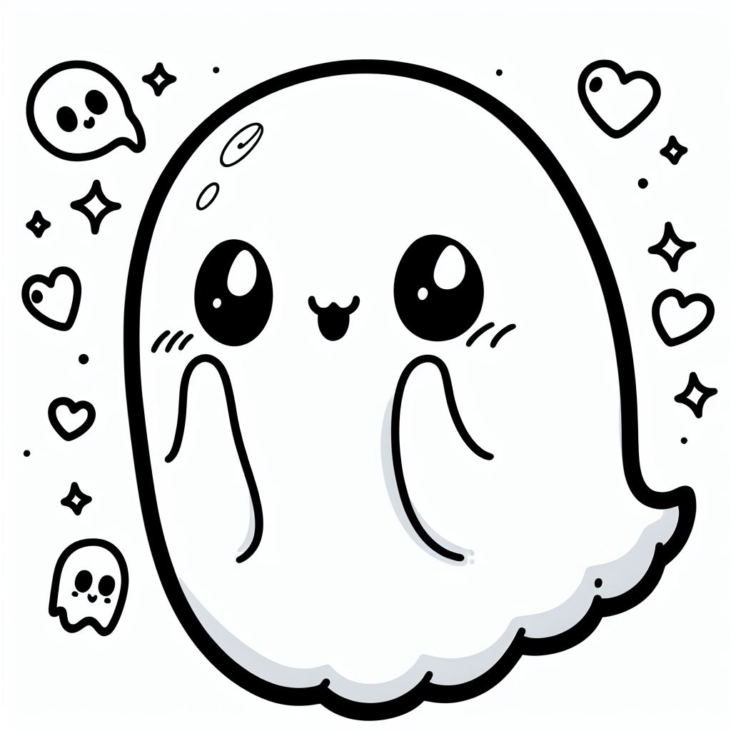 Fantasma para colorear kawaii